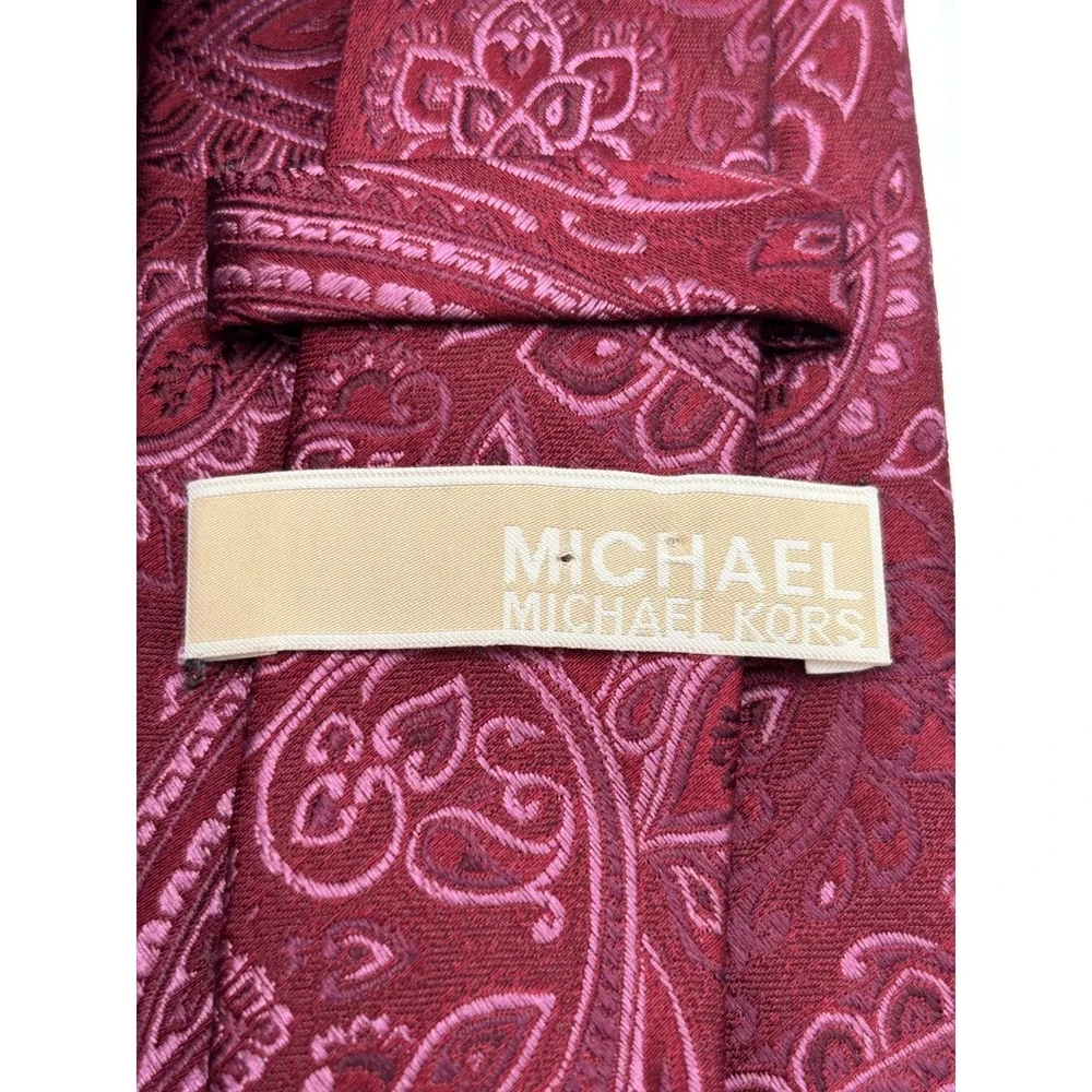 Michael Kors Men's Neck Burgundy Silk Tie